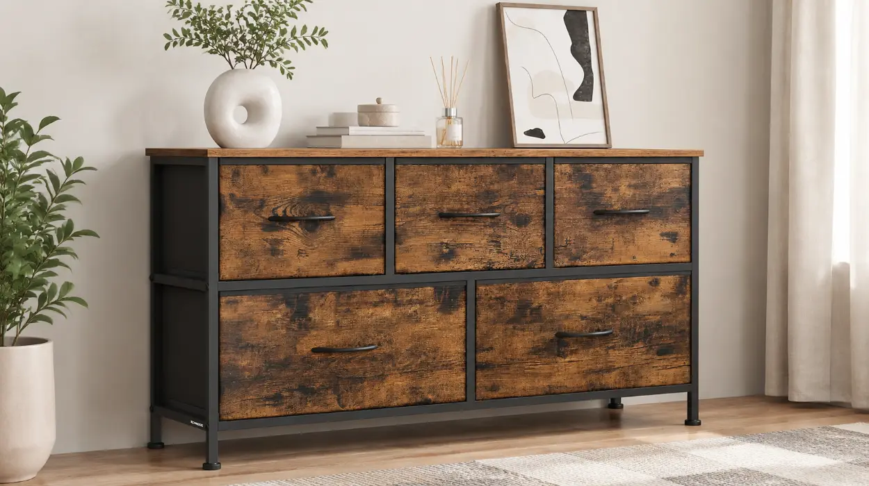 Cómoda Songmics BELLAH de 5 cajones para organizar el dormitorio por sólo 38,39€ con envío gratis (-20%)