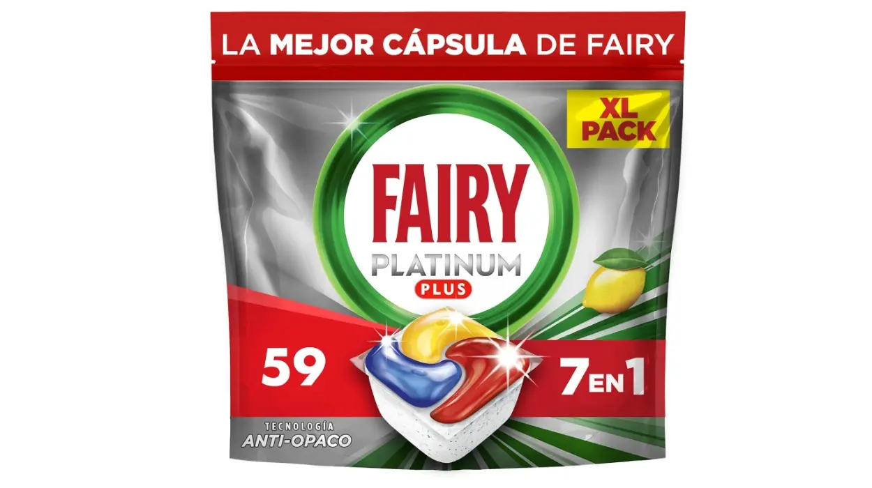 Chollo Pack de 59 pastillas Fairy Platinum Plus Limón por sólo 11,99€ (-52%) ¡0,20€ la unidad!