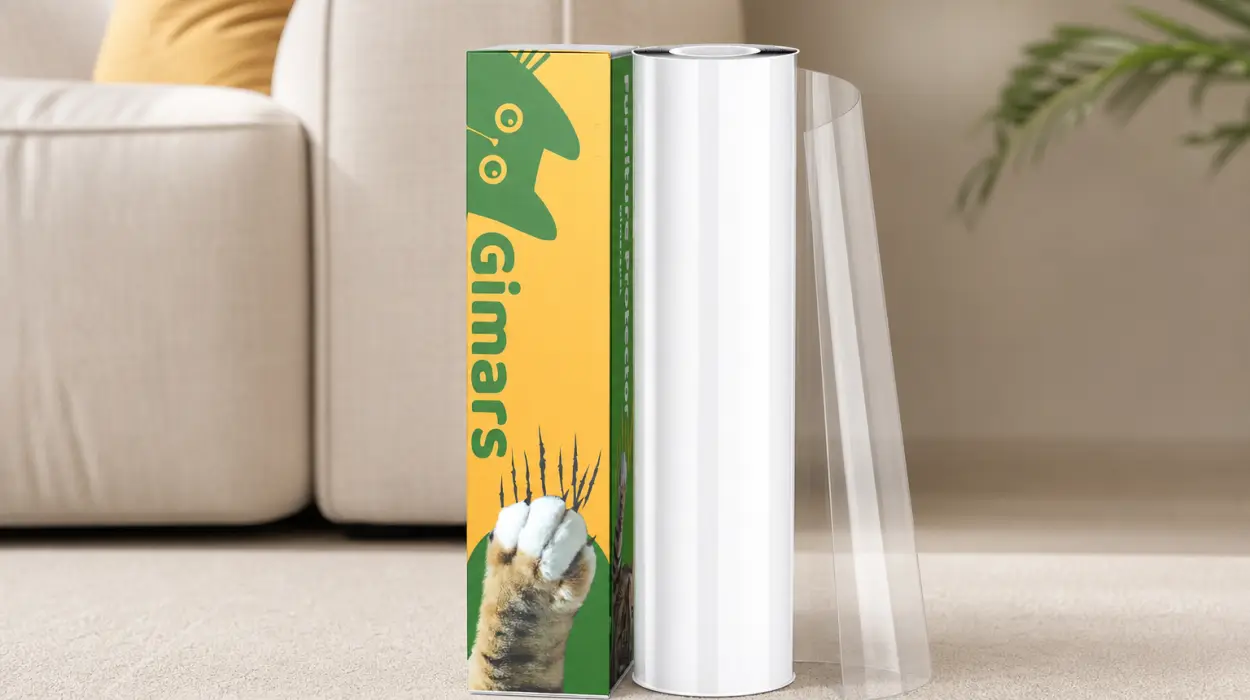 Protector de sofá Gimars: cinta autoadhesiva transparente de 20 cm x 5 m contra arañazos por sólo 7,29€ (-45%)