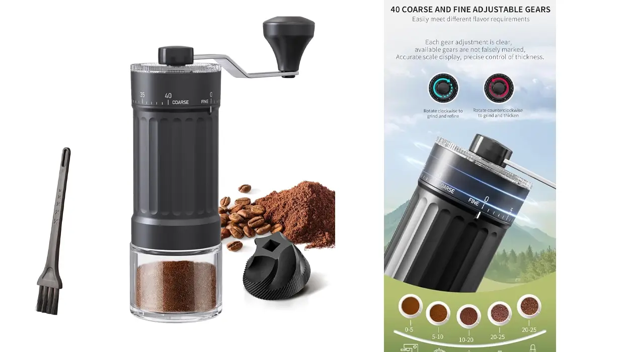 Chollo Molino de café manual OrkeyDolk con cono de cerámica y 40 niveles de ajuste por sólo 13,83€ (-23%)