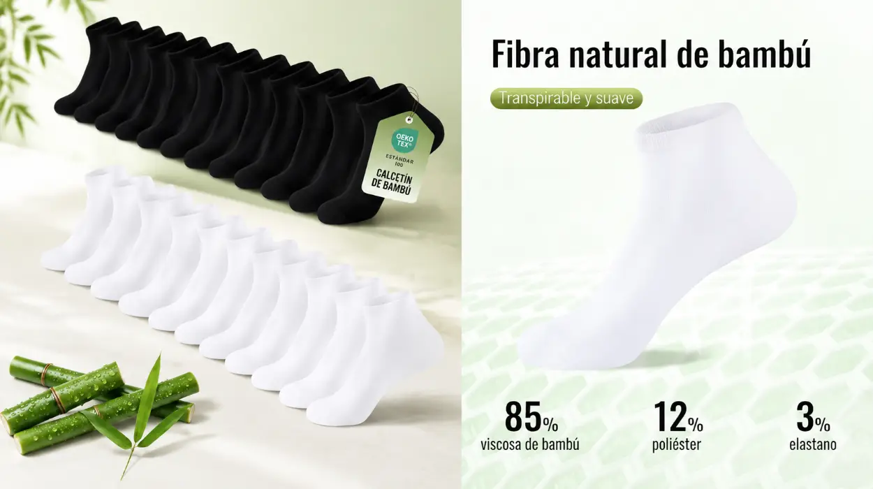 Pack de 12 pares de calcetines SukModen de bambú unisex por sólo 12,84€ (-64%)
