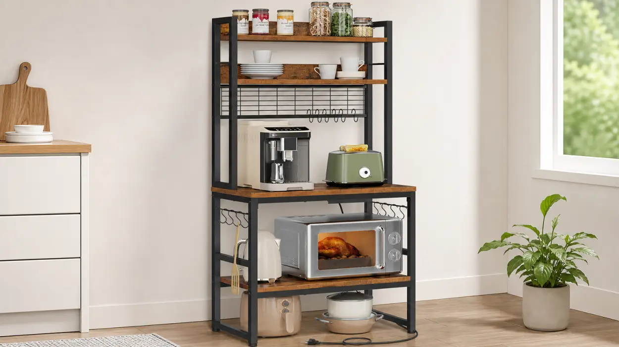 Estantería de cocina Vasagle para microondas con 4 enchufes y 2 puertos USB por sólo 74,39€ con envío gratis (-25%)