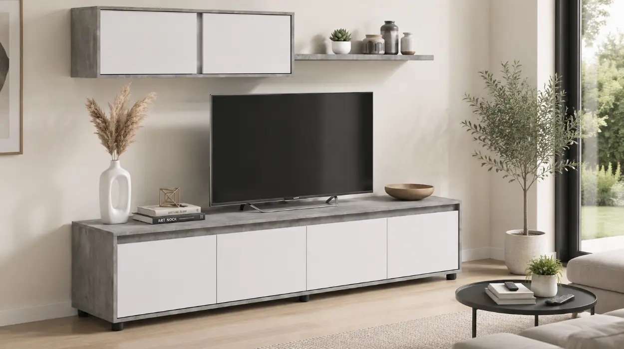 Conjunto de salón duehome Arlet reversible con mueble de TV y módulos por sólo 139,99€ con envío gratis (-15%)