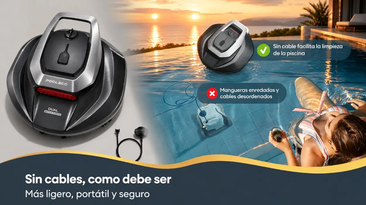 Robot limpiafondos de piscina inalámbrico Pooleco, fácil de usar y con autoaparcamiento inteligente por sólo 149,99€ con envío gratis (-38%)