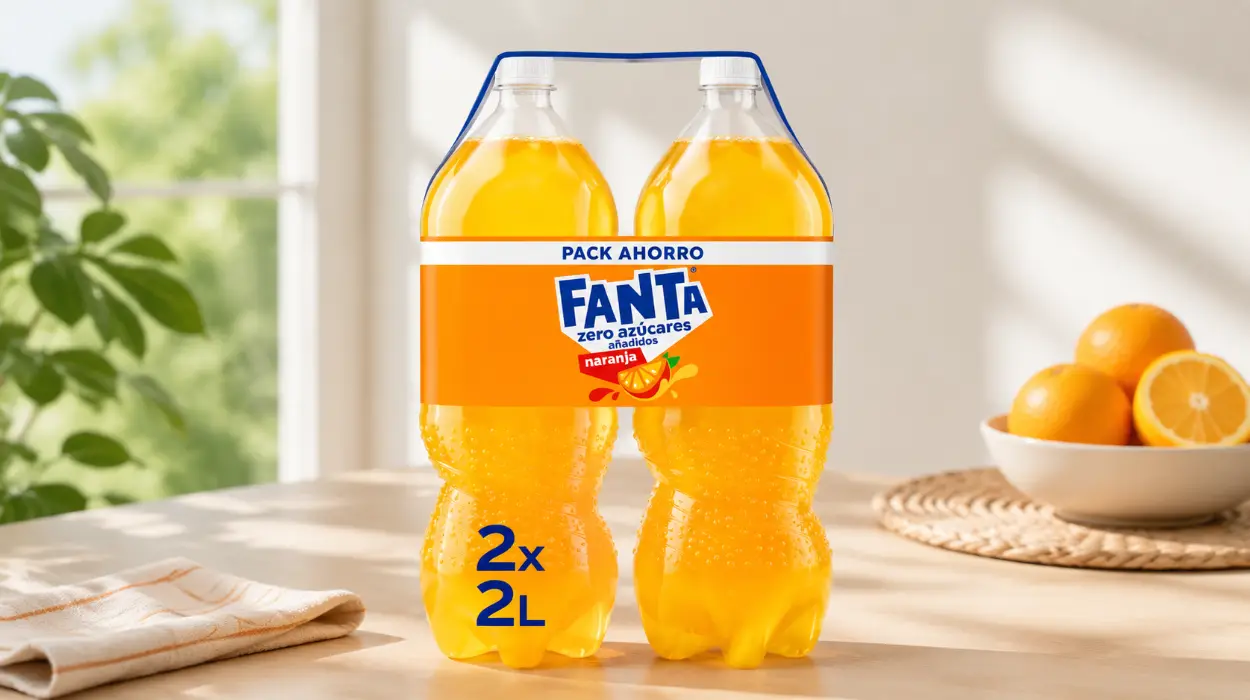 Chollo Pack x4 botellas Fanta Naranja Zero de 2 litros por sólo 5,25€ con -50% en 2ª unidad ¡1,31€ cada una!
