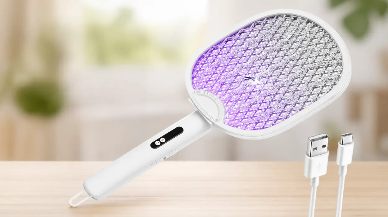 Raqueta eléctrica antimosquitos ZOVHYYA plegable y recargable con luz LED por sólo 12,34€ (-38%)