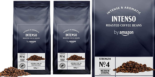 Chollo Pack de café en grano Intenso by Amazon de 1 kg por sólo 11€ (-28%) ¡Valoraciones altas!