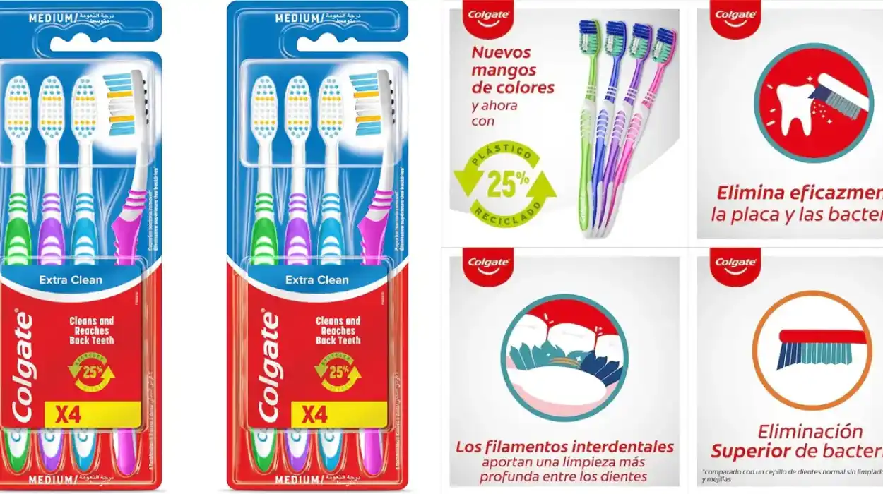 Chollo Pack 4 cepillos de dientes Colgate Extra Clean por sólo 1,90€ (-36%)