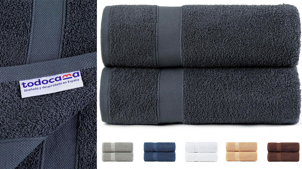 Siente el lujo con unas toallas de baño excepcionales: pack de 2 toallas de baño Todocama de 100 x 150 cm por sólo 25,16€ (-16%)