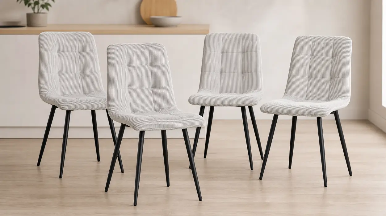 Pack de 4 sillas de comedor GrandCA Home con asiento tapizado por sólo 77,51€ con envío gratis (-43%)