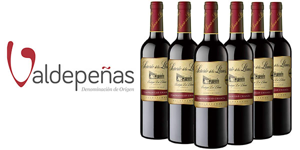 Chollo Pack x6 Vino tinto Señorío de los Llanos Crianza de 750 ml con DO Valdepeñas por sólo 12€ (-27%)