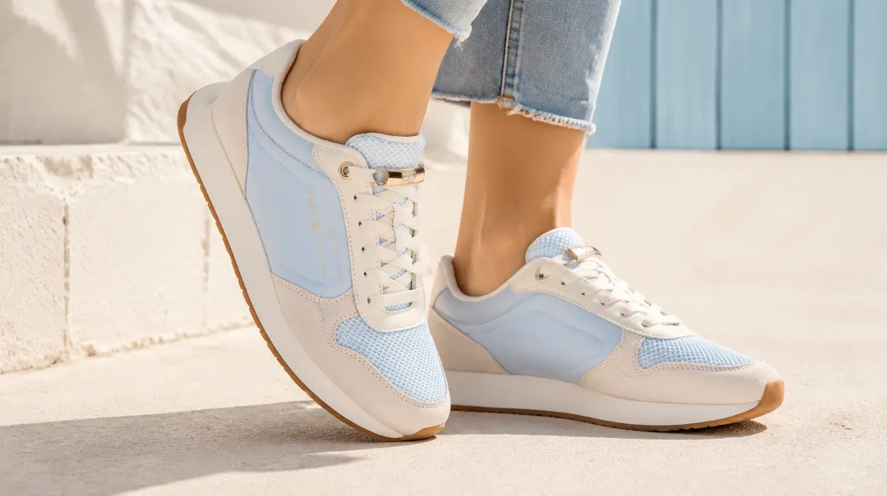 Zapatillas Tommy Hilfiger TH Chic Eva Runner para mujer en azul y crema por sólo 40,35€ con envío gratis (-60%)