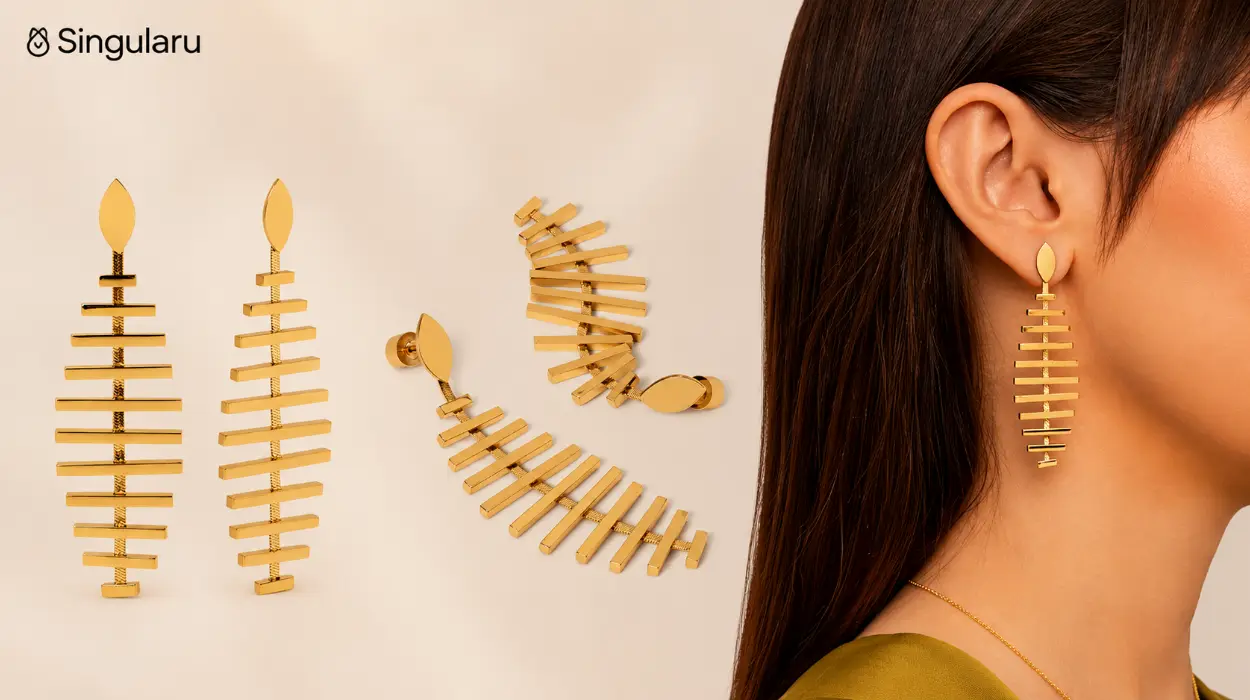 Pendientes Pacific Singularu: acero inoxidable y baño de oro de 18 kt con cierre cómodo por sólo 15,33€ (-33%)