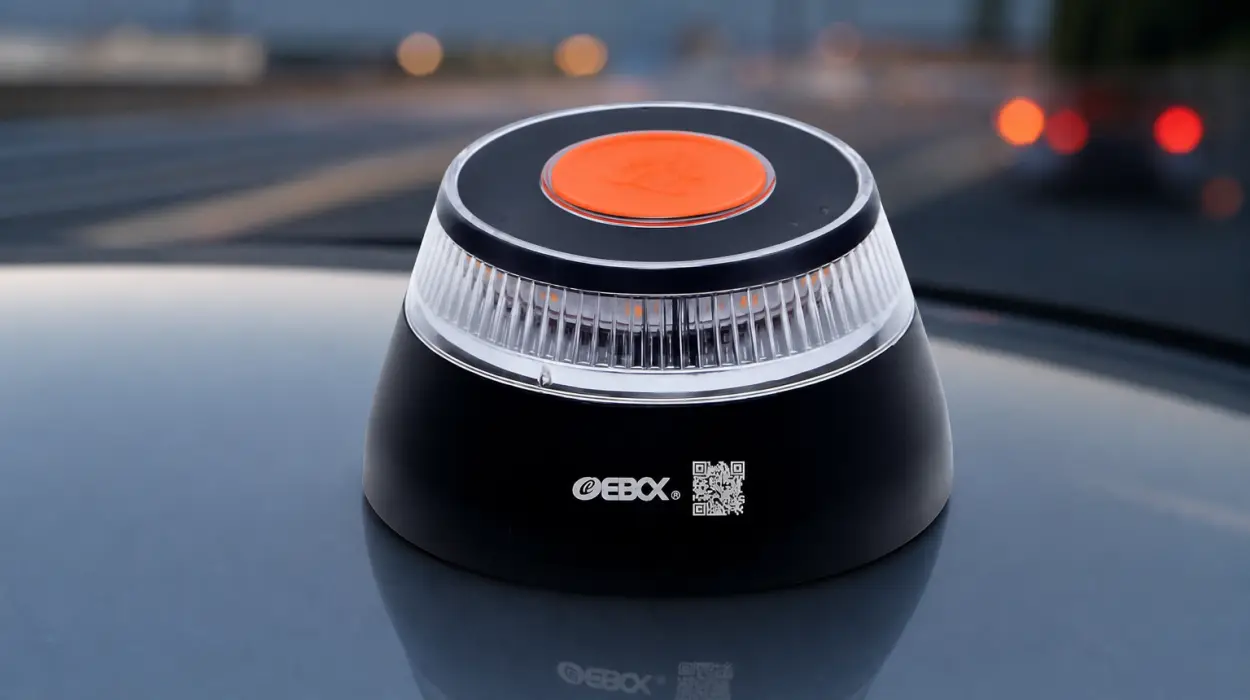 Baliza V16 EBOX conectada DGT 3.0 con geolocalización y SIM incluida por sólo 12,66€ con cupón y envío gratis (-68%)