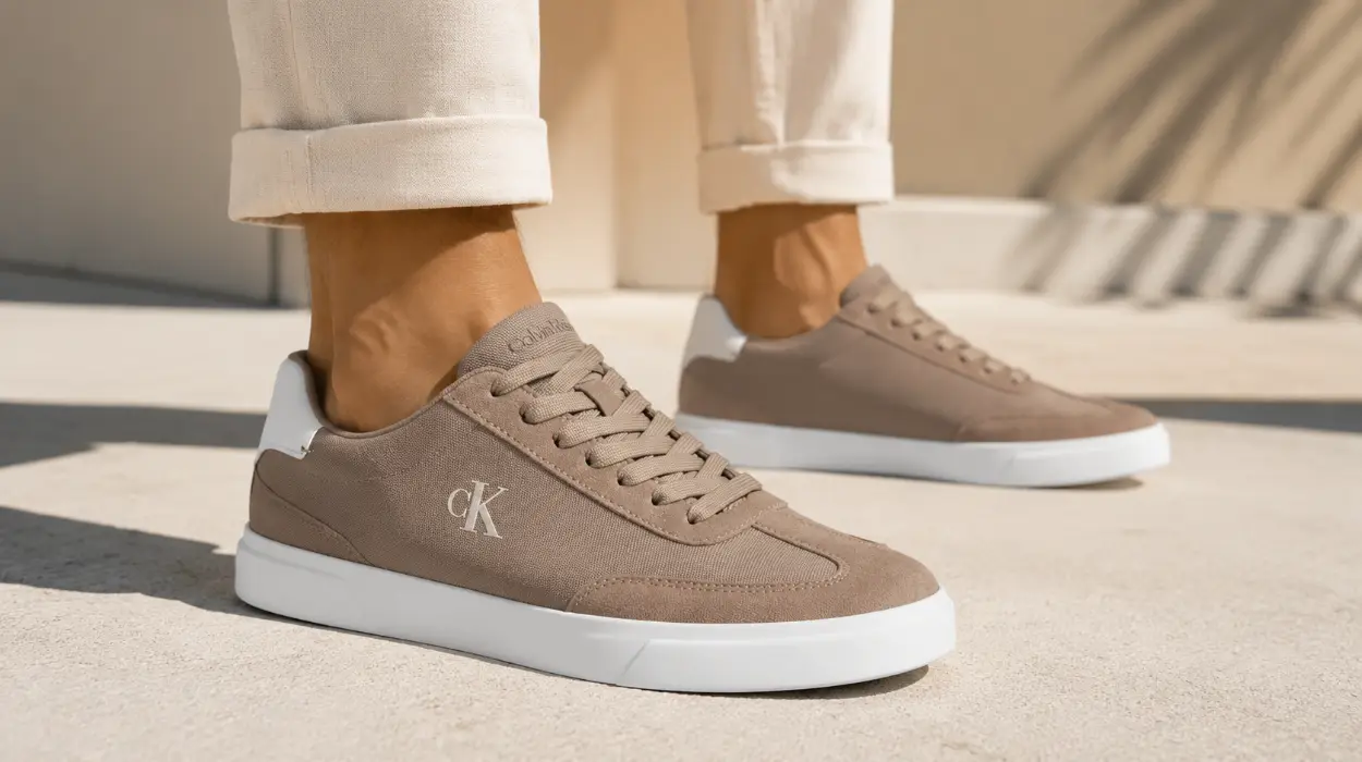 Zapatillas Calvin Klein para hombre con suela cupsole en color beige y blanco por sólo 44,95€ con envío gratis (-50%)