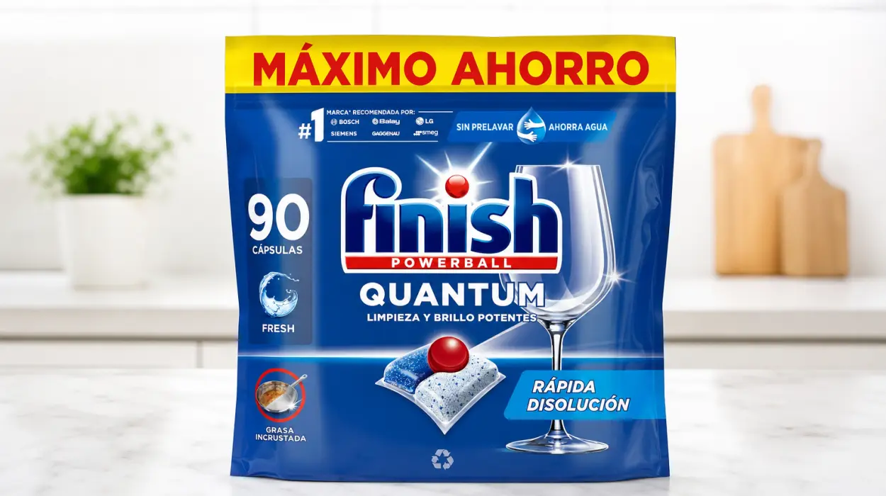 🫧 Pack x90 Finish Powerball Quantum para una vajilla reluciente en cada ciclo por sólo 13,58€ con cupón y envío gratis (-46%)