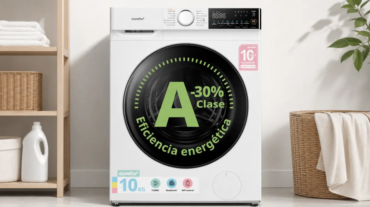 Lavadora Comfee’ de 10 kg, eficiencia energética A y control remoto inteligente por sólo 369,99€ con envío gratis (-21%)