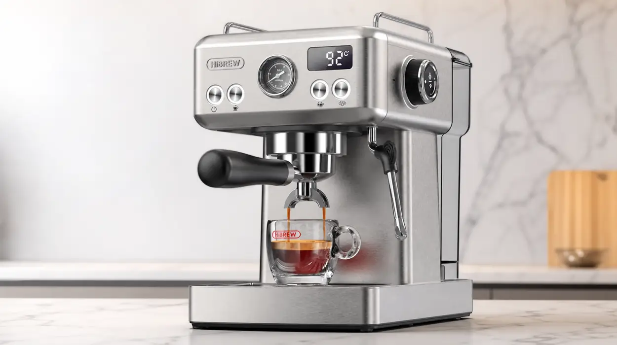 Cafetera espresso semiautomática HiBREW H10A con espumador de leche y 20 bares por sólo 149,83€ con cupón y envío gratis (-40%)