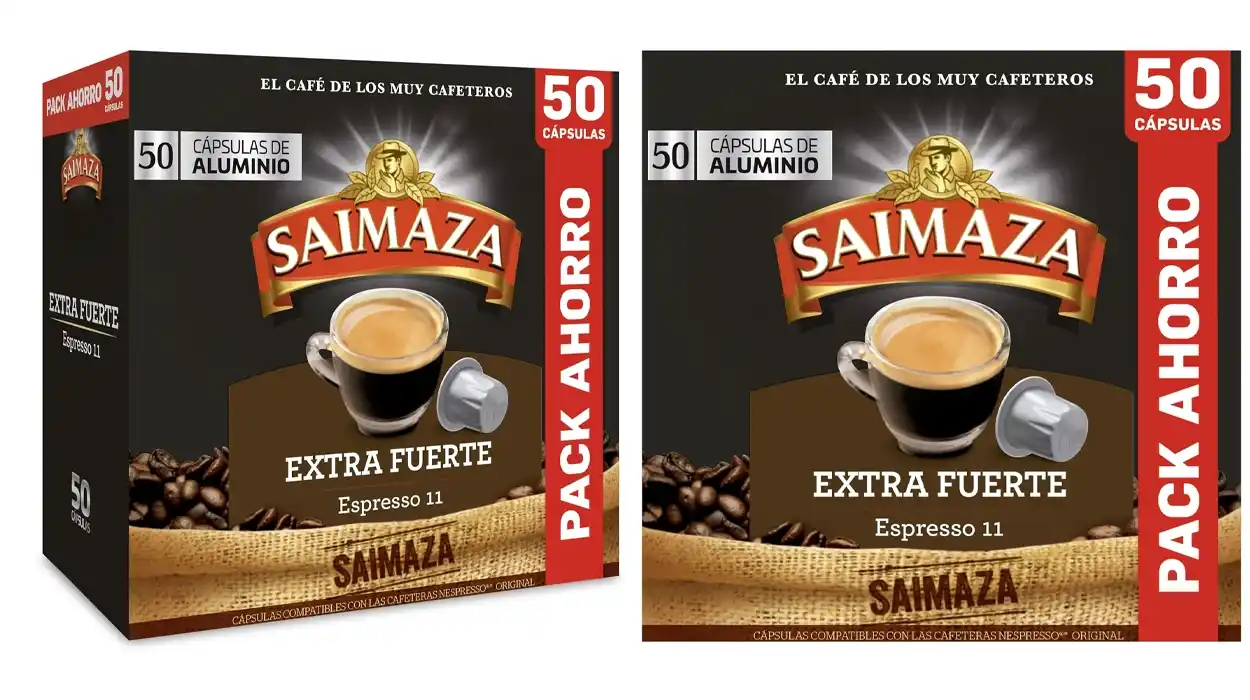 Chollo Pack x100 cápsulas de café Saimaza Extrafuerte para Nespresso por sólo 17,24€ con descuento (-27%) ¡0,17€ cada una!