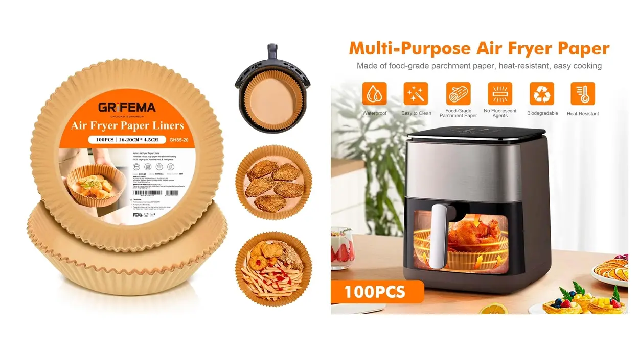 Chollo Pack x100 Piezas de papel antigrasa Grifema para freidora de aire por sólo 5,99€