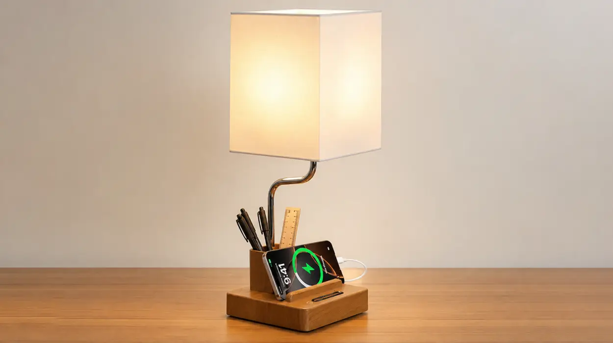 Lámpara de mesa inalámbrica con portalápices, reposamóvil y brillo regulable por sólo 9,49€ (-44%)