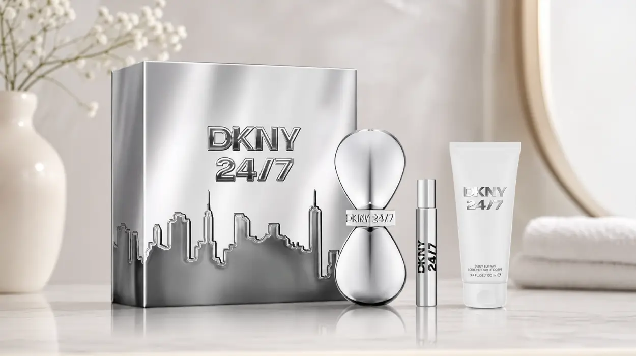 Set regalo DKNY 24/7 para mujer con Eau de Parfum, formato viaje y loción corporal por sólo 24,05€ (-64%)
