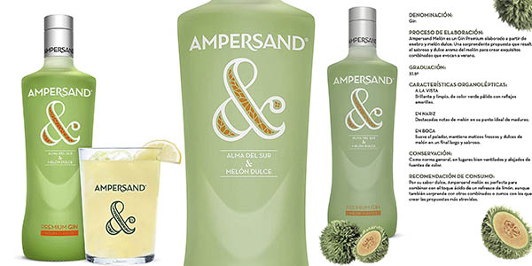 Chollo Ginebra Ampersand sabor melón de 70 cl por sólo 9,85€ (26% de descuento)