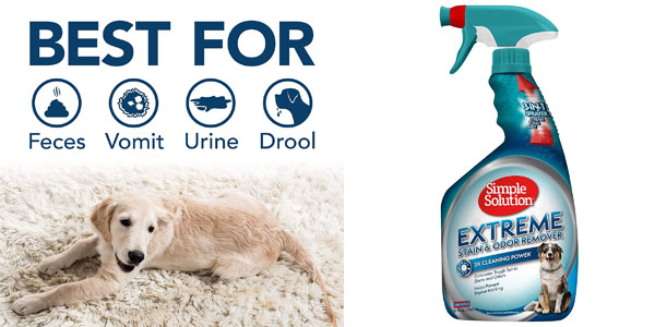 Chollo Spray quitamanchas y malos olores Simple Solution Extreme de 945 ml para mascotas por sólo 8,39€