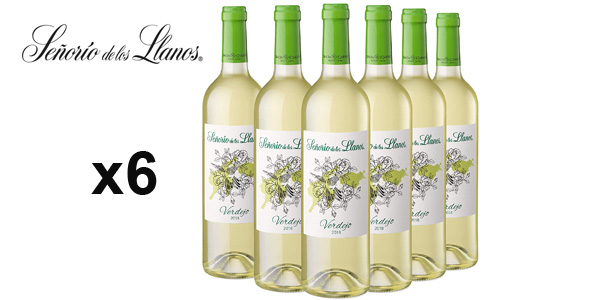 Chollo Pack x6 botellas vino blanco Señorío de los Llanos Verdejo por sólo 11,39€ (16% de descuento)