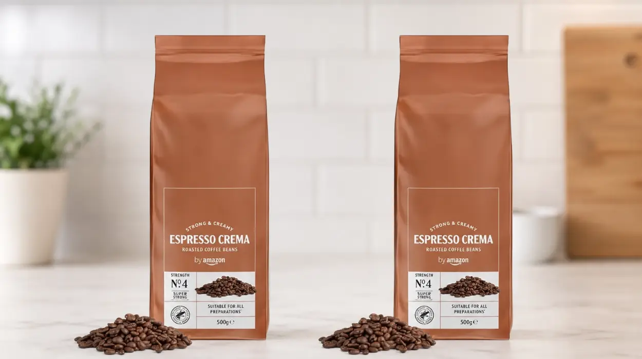 Pack x2 Café en grano entero by Amazon Espresso crema de 500 g, tueste claro por sólo 11,46€ (-27%)