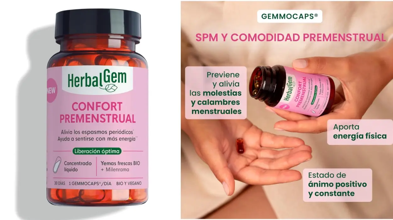Ayuda natural para esos días: cápsulas BIO Herbalgem Gemmocaps SPM para molestias premenstruales (sin hormonas) por sólo 12,16€ (15% de descuento)