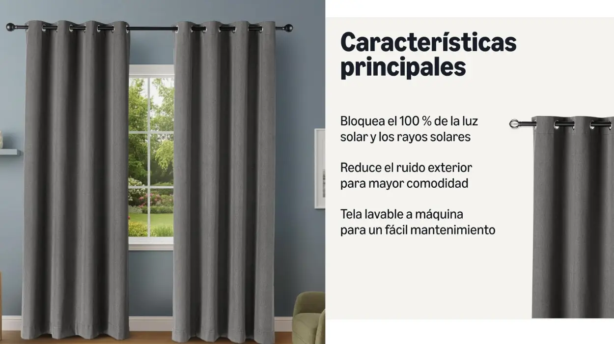 Chollo Pack de 2 Cortinas opacas AmazonBasics con ojales de 132 x 244 cm por sólo 15,39€ (30% de descuento)