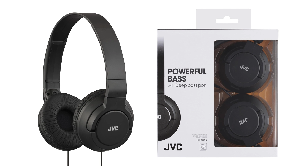 Chollo Auriculares de diadema cerrados JVC HA-S180-B-E con cable de 1,2 m y sistema Deep Bass por sólo 11,04€ (23% de descuento)