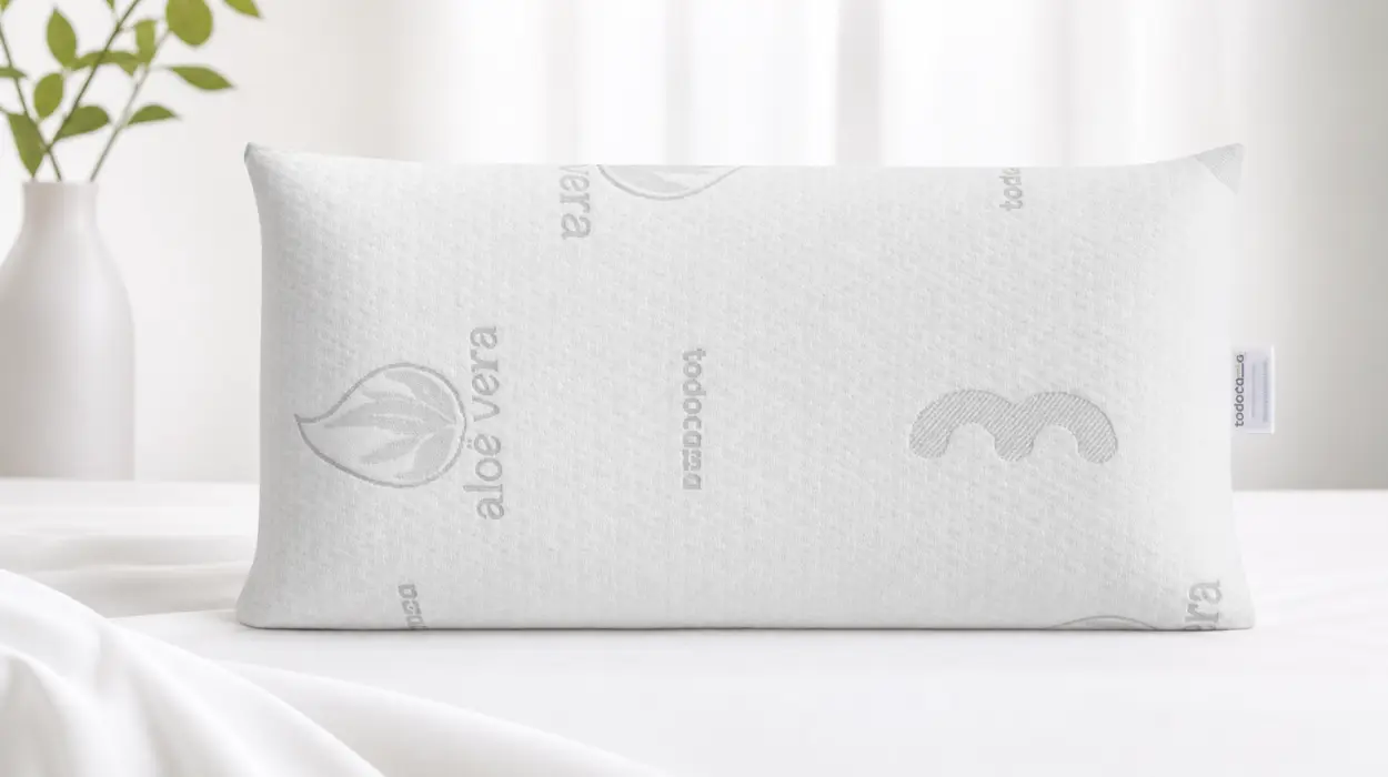 Almohada viscoelástica Todocama Aloe Vera de 70 cm, firmeza media-alta y doble funda por sólo 17,49€ (-40%)