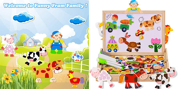 Chollo Juego infantil magnético de 100 piezas de madera con maletín por sólo 13,99€ (-18%)
