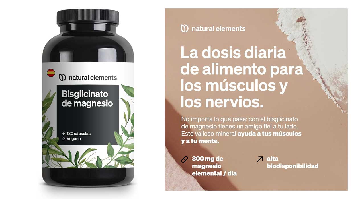 Chollo Glicinato de magnesio Natural Elements de 180 cápsulas por sólo 13,99€ (-30%)