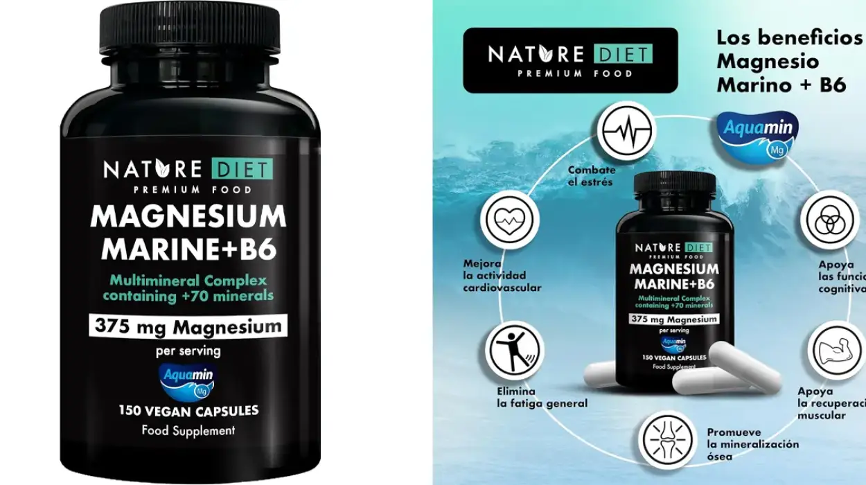 Chollo Complejo multimineral Nature Diet Magnesium Marine + B6 de 150 cápsulas por sólo 6,78€ (-14%)