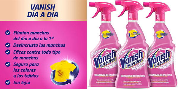 Chollo Pack x3 Quitamanchas Vanish Oxi Action de 750 ml por sólo 9,99€ (-33%)