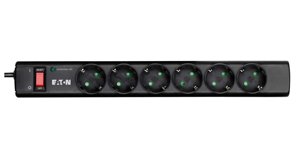 Chollo Regleta Eaton de 6 tomas con protección contra sobretensiones por sólo 14,99€ (-28%)