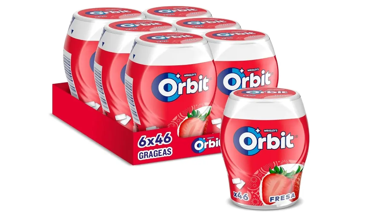 Chollo Pack de 6 botes de chicles Orbit fresa sin azúcar por sólo 14,74€ (25% de descuento)