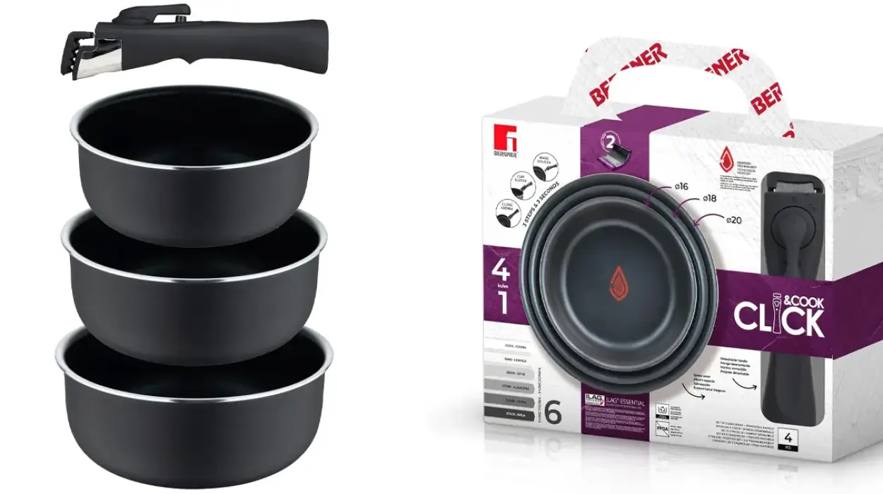 ¿Cansado del caos en tu cocina? Estos cazos Bergner CLICK&COOK lo tienen todo y cuestan 22,95€