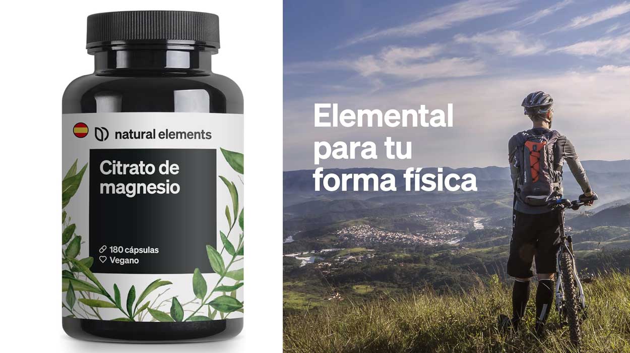 Chollo Citrato de Magnesio Premium de 180 cápsulas Natural Elements por sólo 12,74€ (-25%)