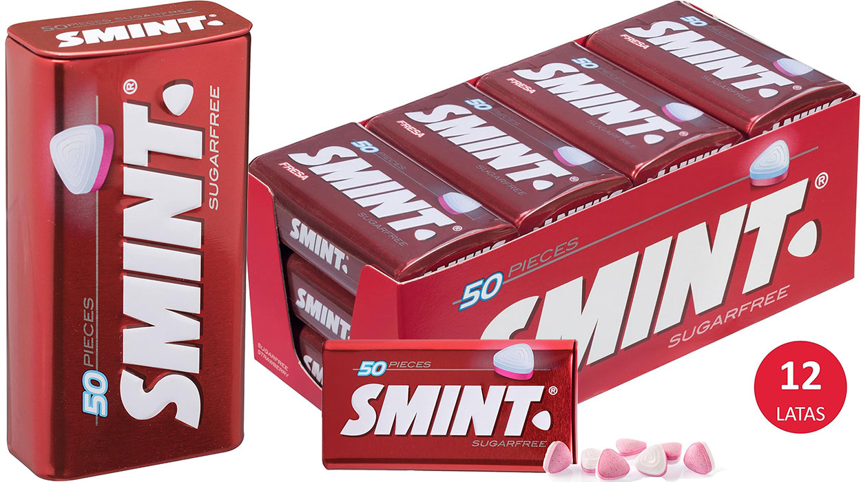 Chollo Pack de 12 latas de caramelos Smint de fresa sin azúcar por sólo 16,50€ (-45%)