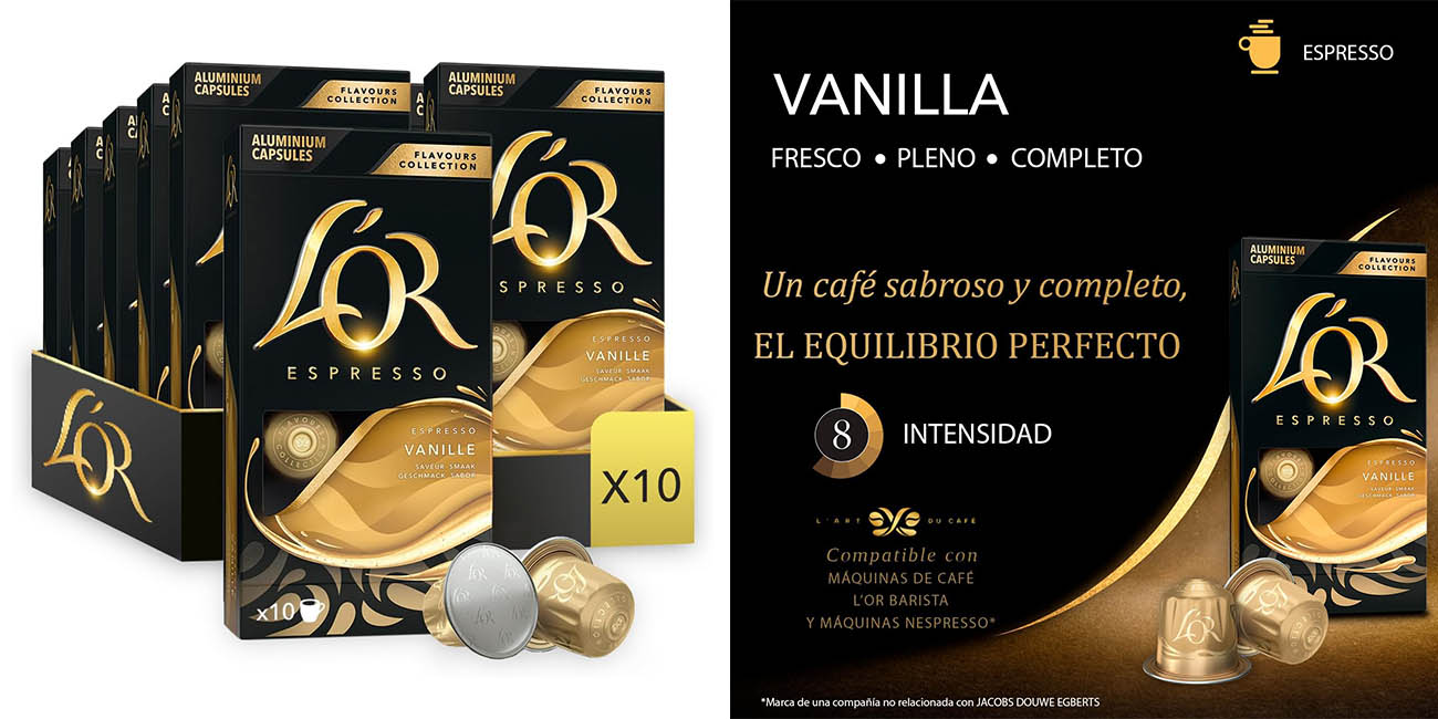 Chollo Pack x100 cápsulas L’OR Flavours Espresso Vainilla por solo 33,54€ con envío gratis (-24%)