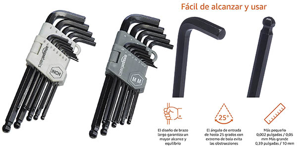 Chollo Juego AmazonBasics de llaves Allen hexagonales de 26 piezas por sólo 9,34€ (-15%)