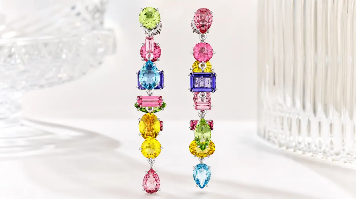 Pendientes Swarovski Gema largos con piedras de colores por sólo 115,19€ con envío gratis (-42%)