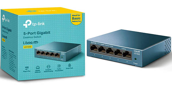 Chollo Switch TP-Link LS105G de 5 puertos 10/100/1000 Mbps por sólo 12,39€ (-38%)