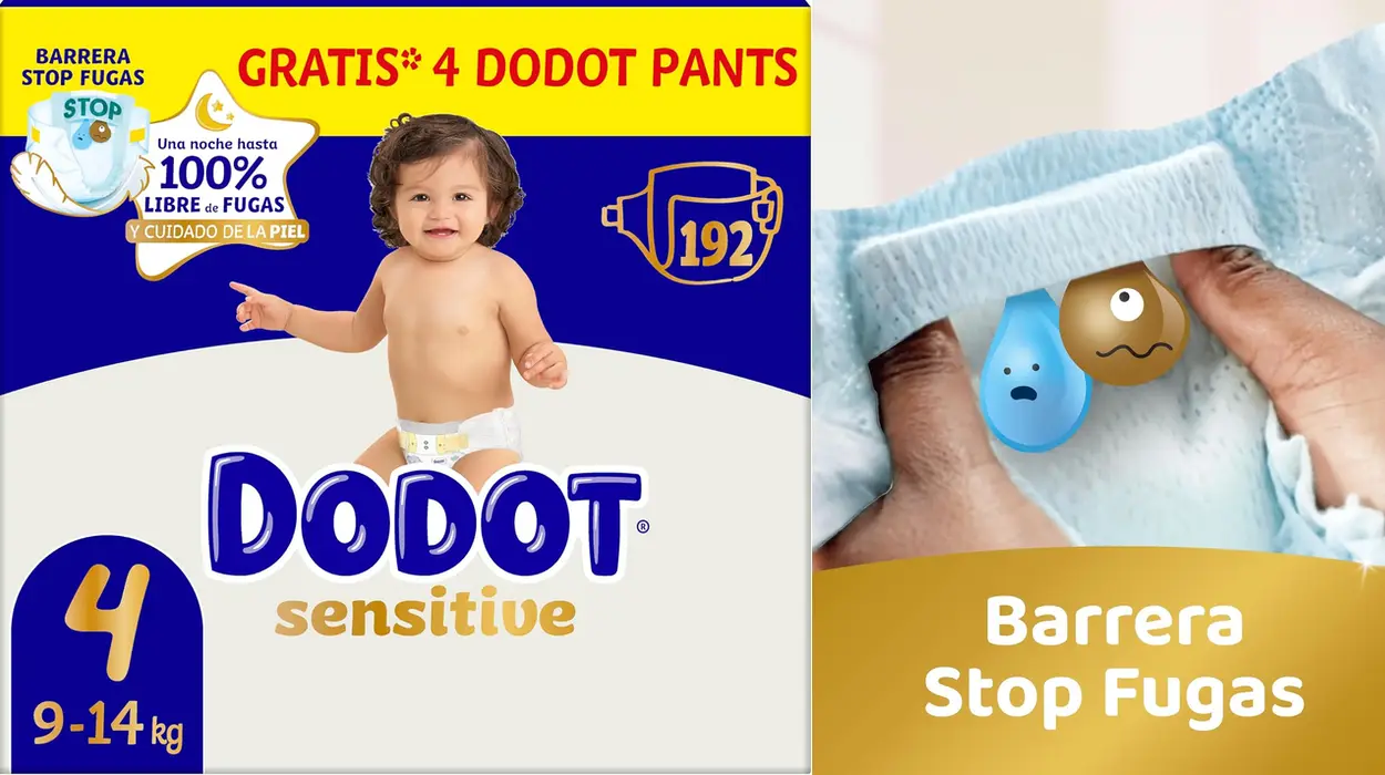 Pack x192 pañales Dodot Sensitive con 4 pants incluidos por sólo 62,55€ con envío gratis (-32%)