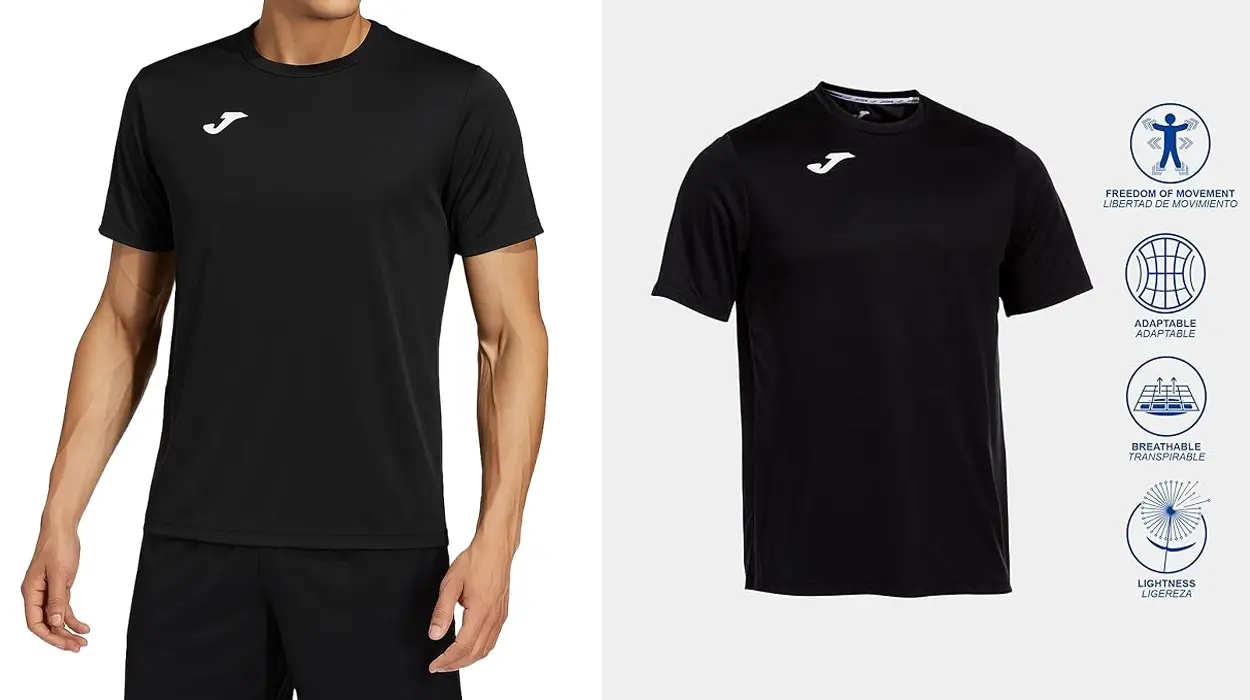 La camiseta negra para entrenar que estás buscando es esta de Joma a precio de risa