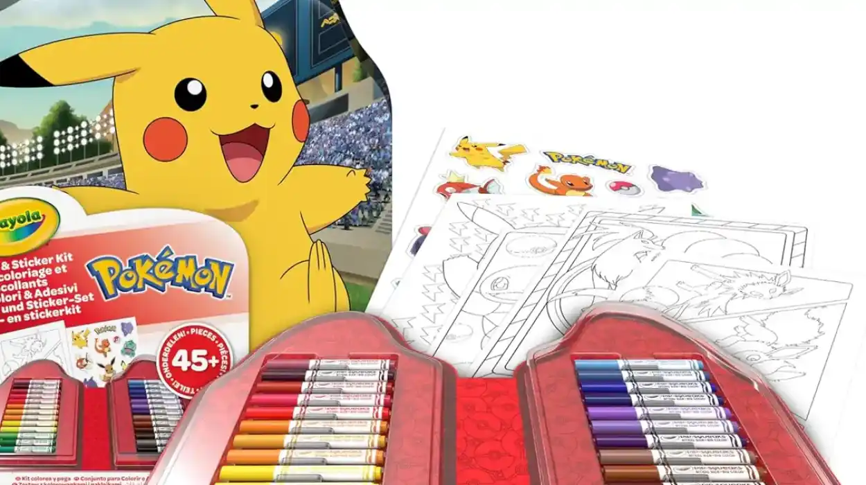 Chollo Maletín Pokémon Crayola de 45 piezas con pegatinas para colorear por sólo 12,74€ (-25%)